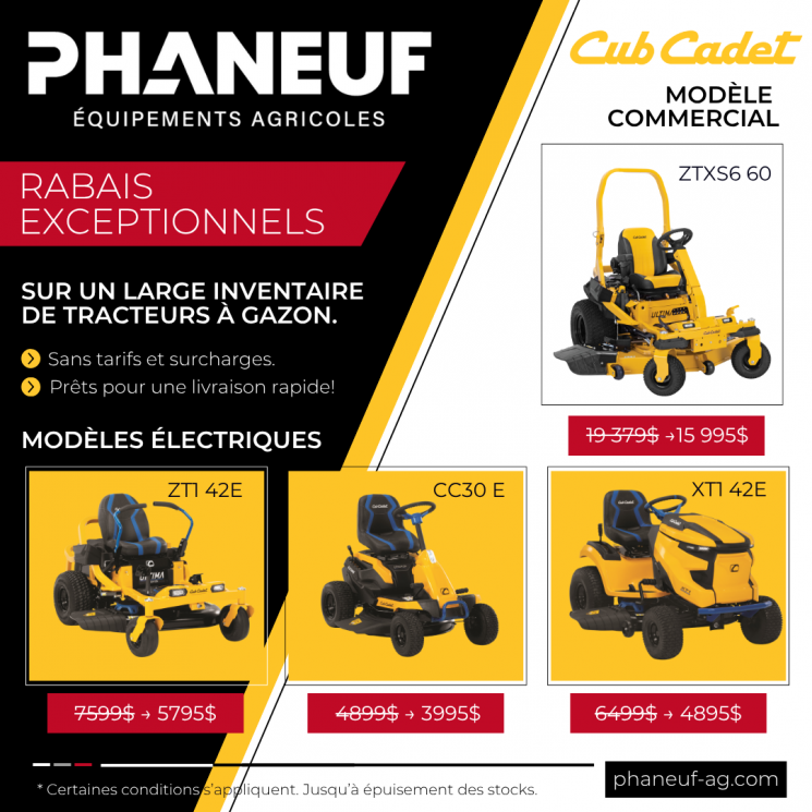 Cub Cadet : Rabais sur l’inventaire
